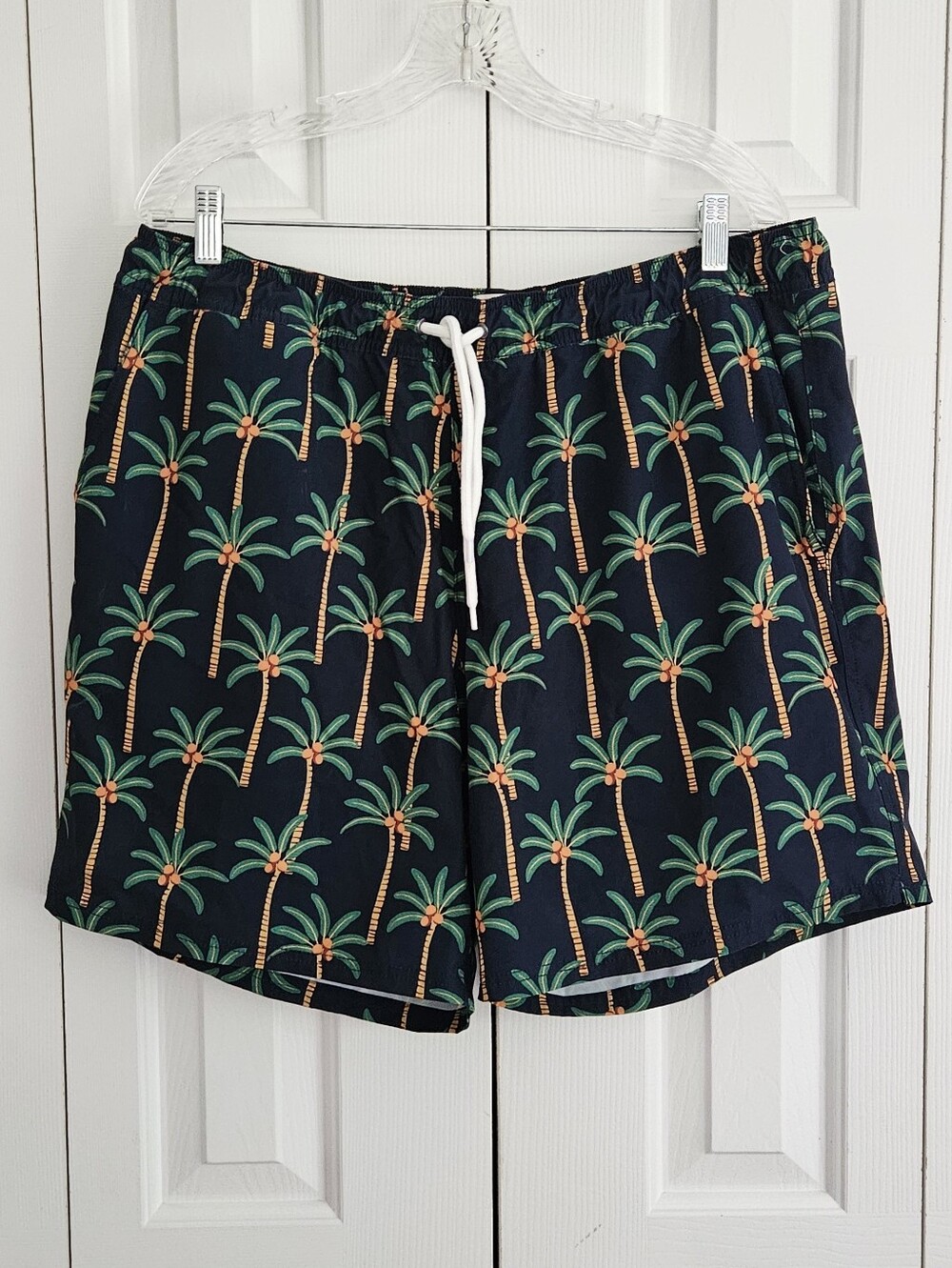 J. Crew Navy Swim Shorts - Green Palm Trees